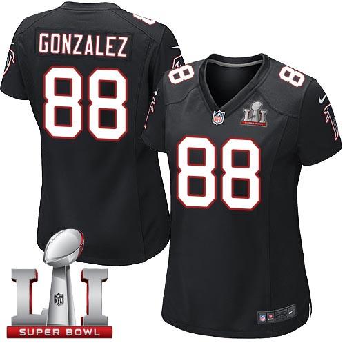 Nike Falcons #88 Tony Gonzalez Black Alternate Super Bowl LI 51 Women's Stitched NFL Elite Jersey